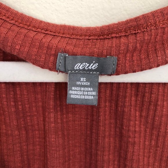 2/$20❤️ Aerie Real Soft Ribbed Henley Bodysuit - Picture 3 of 3